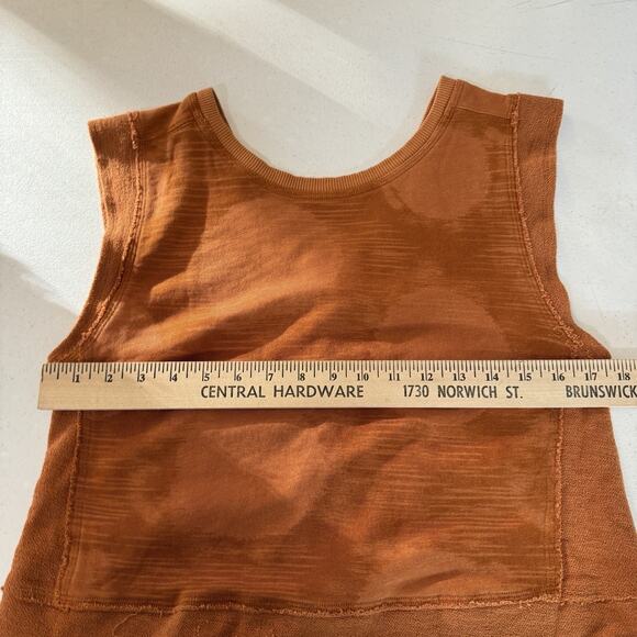 Anthropologie Daily Practice Cropped Sleeveless Top Sz XS Rust Brown Fleece Boho - Picture 7 of 9